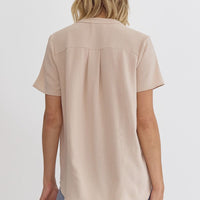 Oatmeal V-Neck Top