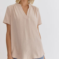 Oatmeal V-Neck Top