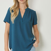 Teal V-Neck Top