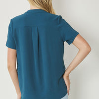 Teal V-Neck Top