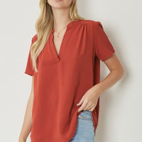 Rust V-Neck Top