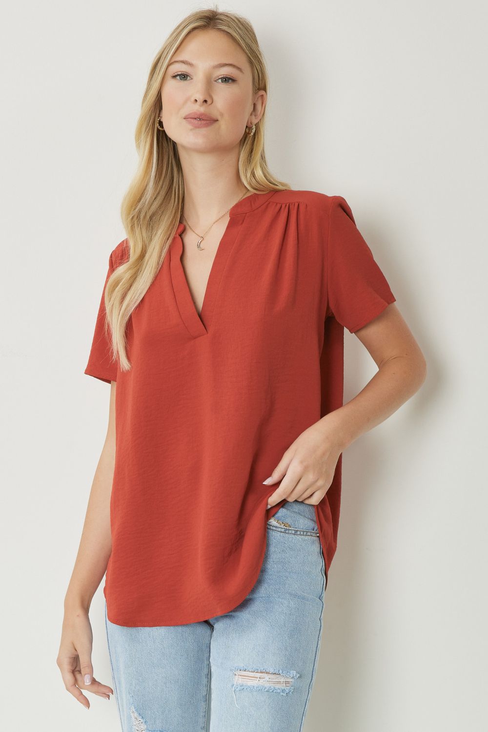 Rust V-Neck Top