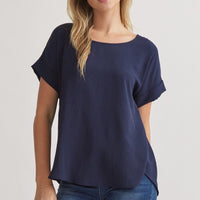 Navy Scoop Neck Top