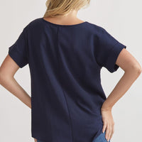 Navy Scoop Neck Top