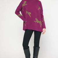 Cheetah Patterned Mock Neck Sweater