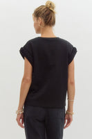 Braid Cuff Short Sleeve Top
