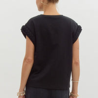 Braid Cuff Short Sleeve Top