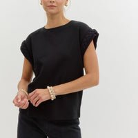 Braid Cuff Short Sleeve Top