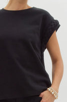 Braid Cuff Short Sleeve Top
