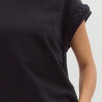 Braid Cuff Short Sleeve Top
