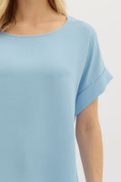 Blue Roll-Up Short Sleeve Top
