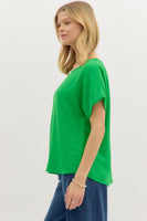 Green Roll-Up Short Sleeve Top

