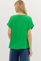 Green Roll-Up Short Sleeve Top
