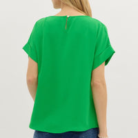 Green Roll-Up Short Sleeve Top