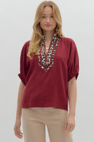 Wine Not V Neck Blouse
