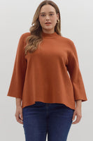 Pumpkin 3/4 Mock Neck Sweater
