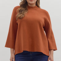 Pumpkin 3/4 Mock Neck Sweater