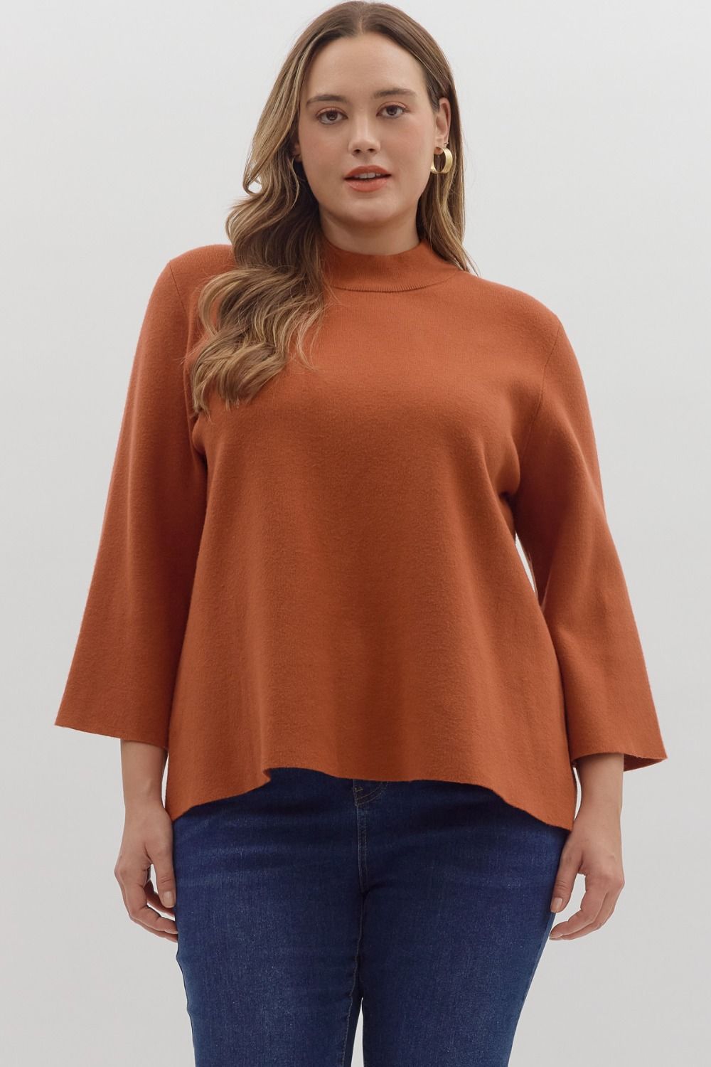 Pumpkin 3/4 Mock Neck Sweater