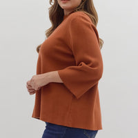 Pumpkin 3/4 Mock Neck Sweater