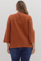 Pumpkin 3/4 Mock Neck Sweater
