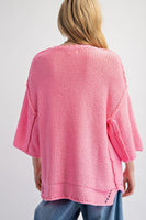Bubblegum 3/4 Sleeve Boxy Sweater
