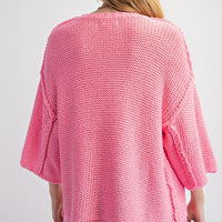 Bubblegum 3/4 Sleeve Boxy Sweater
