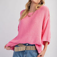 Bubblegum 3/4 Sleeve Boxy Sweater