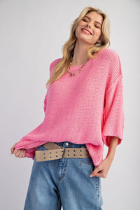Bubblegum 3/4 Sleeve Boxy Sweater