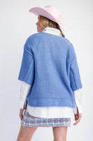 Periwinkle 3/4 Sleeve Boxy Sweater
