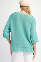 Seafoam 3/4 Sleeve Boxy Sweater
