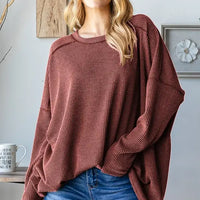 Rust Long Sleeve Urban Ribbed Top