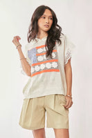 American Flag Lace Short Sleeve Hoodie
