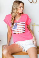 Short Sleeve Pink All American Sequin Flag Shirt
