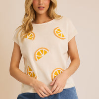 Orange Patch Knit Top