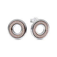 FINAL SALE Pandora Signature Two-Tone Pave Stud Earrings