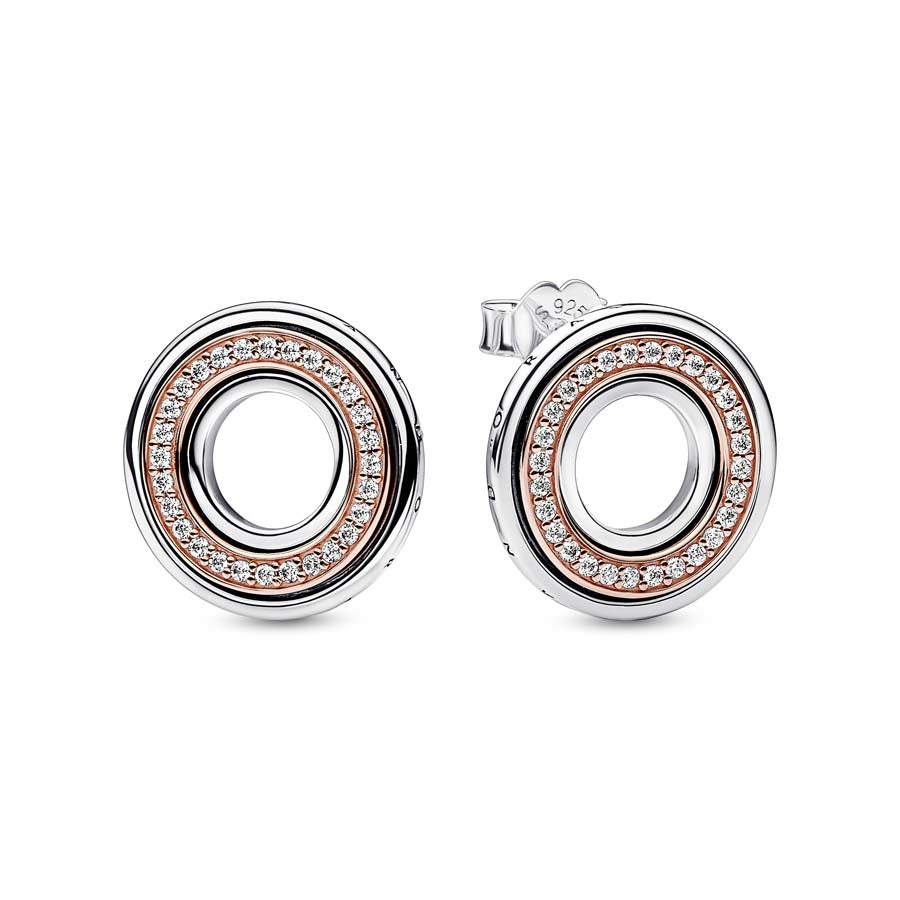 FINAL SALE Pandora Signature Two-Tone Pave Stud Earrings