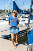 USA Flag Glitter Stars- Relaxed Fit Tee
