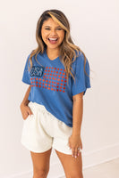 USA Flag Glitter Stars- Relaxed Fit Tee
