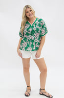 V-Neck Lilly P Inspired Floral Tropics Top
