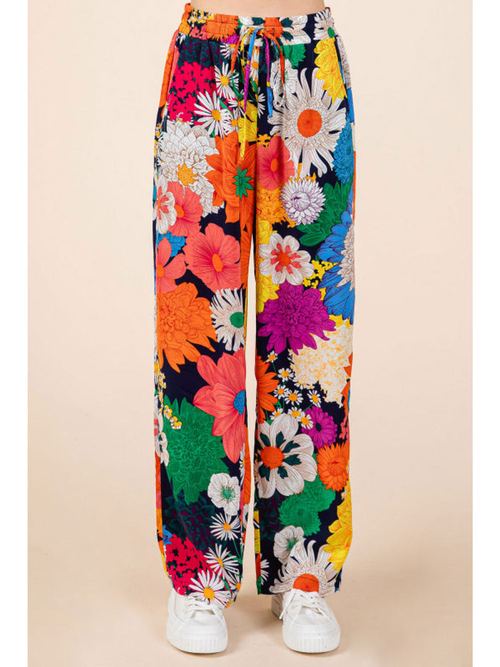Relaxed Fit Flower Print Pants