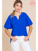 Slit Neck Short Sleeve Top
