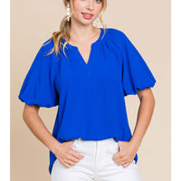 Slit Neck Short Sleeve Top