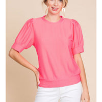 Puffed Short Sleeve Blouse