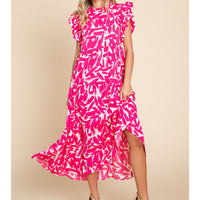 Abstract Print Midi Dress