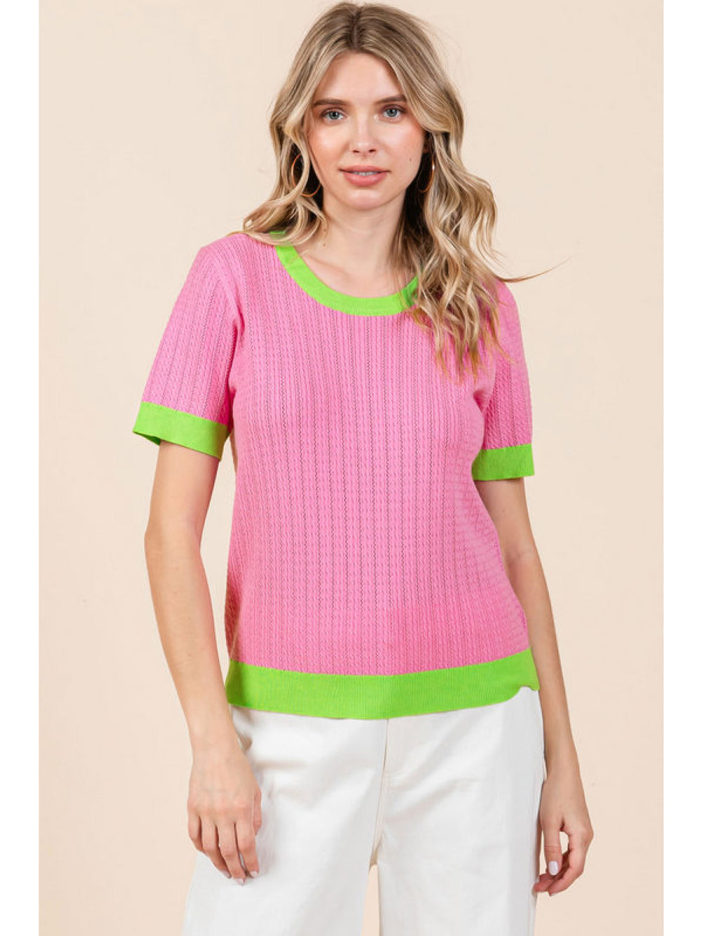 Light Weight Knit Short Sleeve Top