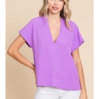 Kimono Sleeves V-neck Shirt