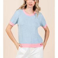 Light Weight Knit Short Sleeve Top