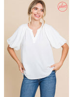 Slit Neck Short Sleeve Top
