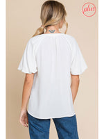 Slit Neck Short Sleeve Top
