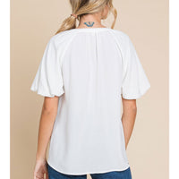 Slit Neck Short Sleeve Top